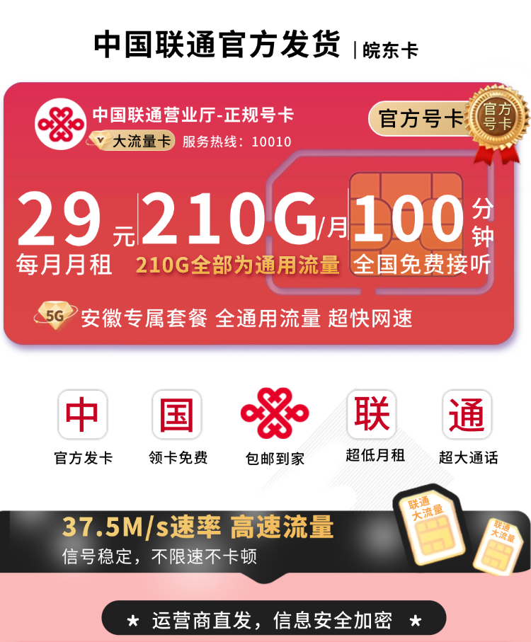 安徽联通皖东卡套餐